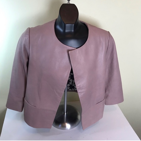 Ted Baker Morisr NEW Crop Leather Jacket Pockets - Picture 1 of 8
